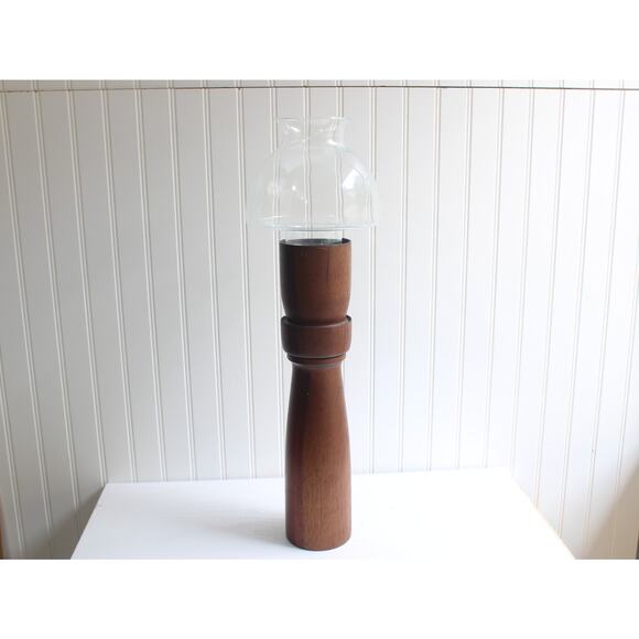 Vintage Mid Century Modern Wooden Mahogany Dome Candlestick 23" - Picture 3 of 7